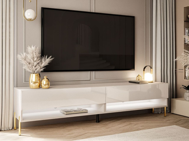 Tv-meubel 180 cm voor de woonkamer op metalen poten Aurelie Kashmir glans