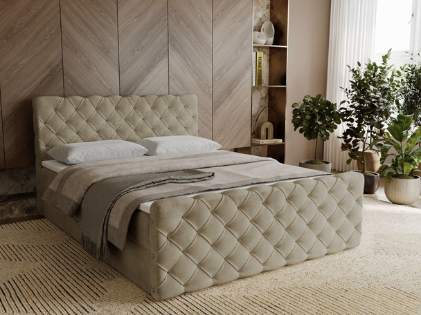 Boxspring met Opbergruimte 180x200 Lunaris Lichtbruin