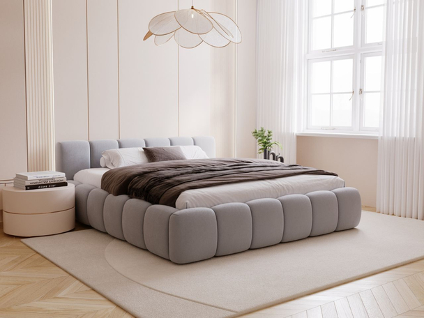 Bed met Opbergruimte en lattenbodem 200x200 Cloud Low Grijs
