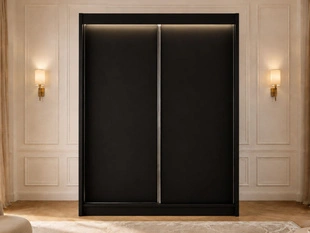 Kledingkast met schuifdeuren 150 cm met LED-verlichting Diano Zwart