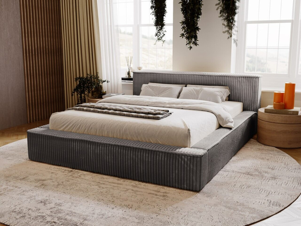 Tweepersoonsbed met Opbergruimte en lattenbodem 160x200 Lago Grijs