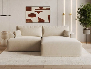 Hoekbank Rechts met Slaapfunctie en Opbergruimte Serene Beige