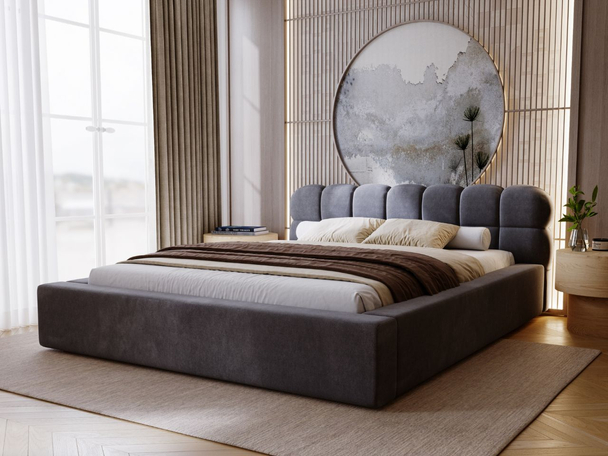 Tweepersoonsbed met Opbergruimte en lattenbodem 120x200 Plaza Donkergrijs