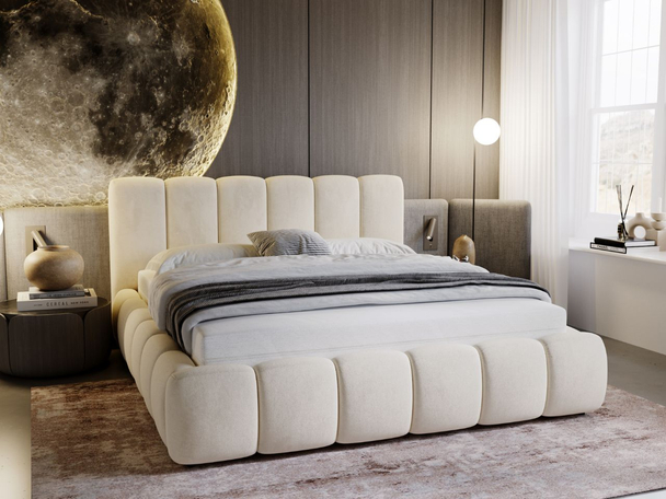 Bed met Opbergruimte en lattenbodem 200x200 Cloud Beige
