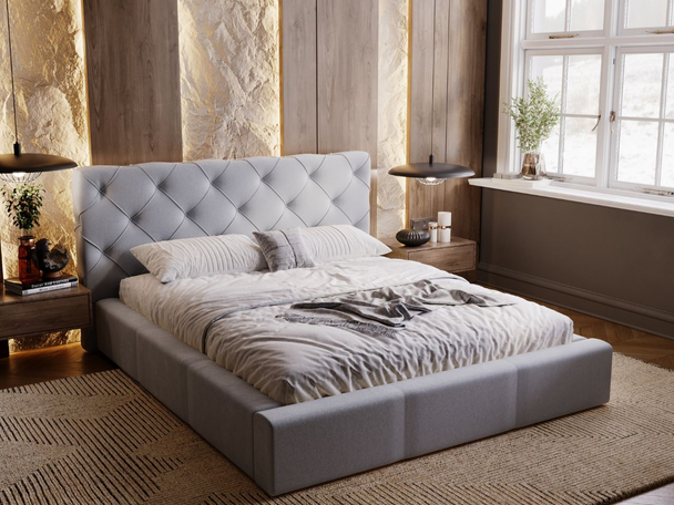 Bed met Opbergruimte en lattenbodem 200x200 Milano Grijs