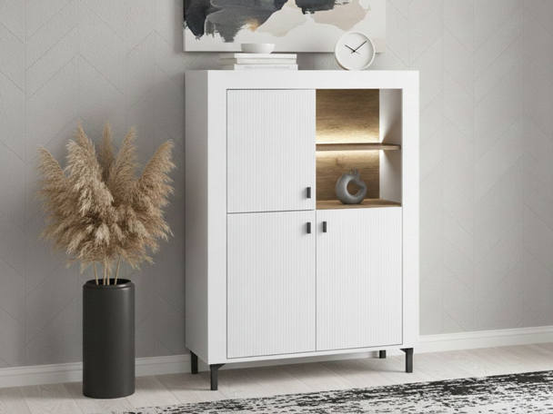 Dressoir met deuren en LED-verlichting Messina Wit