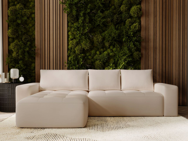 Hoekbank met Slaapfunctie en Opbergruimte Portland Beige