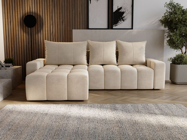 Universele Hoekbank met Slaapfunctie en Opbergruimte Bresso Beige