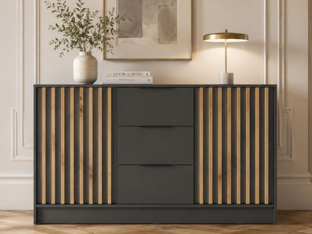 Dressoir met Deuren en Lades 155 cm Macron Grafiet