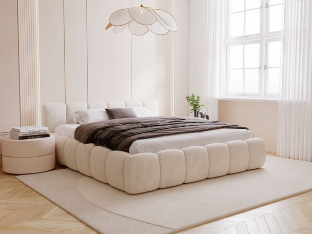 Bed met Opbergruimte en lattenbodem 200x200 Cloud Low Beige
