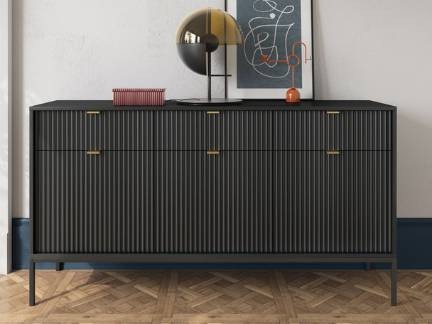 Dressoir met deuren en lades 154 cm Amber Zwart