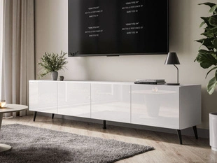 TV-Meubel met deuren op hoge poten Nodoo Wit glans