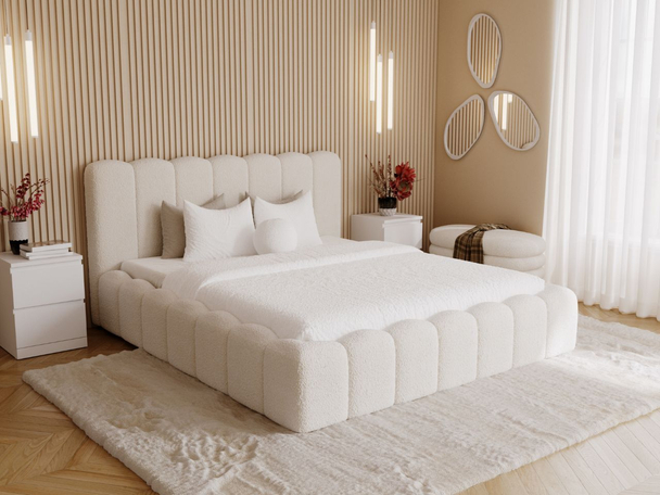 Tweepersoonsbed met Opbergruimte en lattenbodem 180x200 Smile Crème