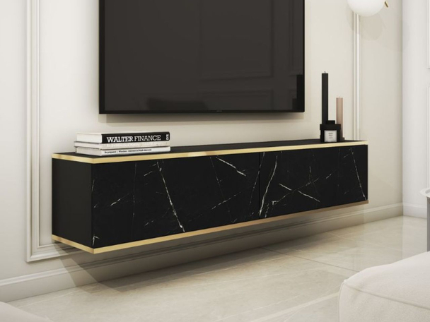 TV-Hangkast met deuren 135 cm Diolo Zwart Marmer