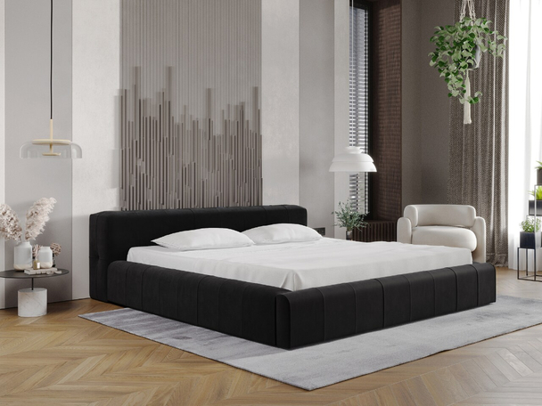 Tweepersoonsbed met Opbergruimte en lattenbodem 160x200 Lipari Zwart