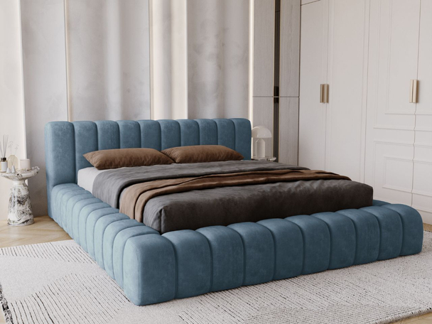 Bed met Opbergruimte en lattenbodem 140x200 Italia Blauw