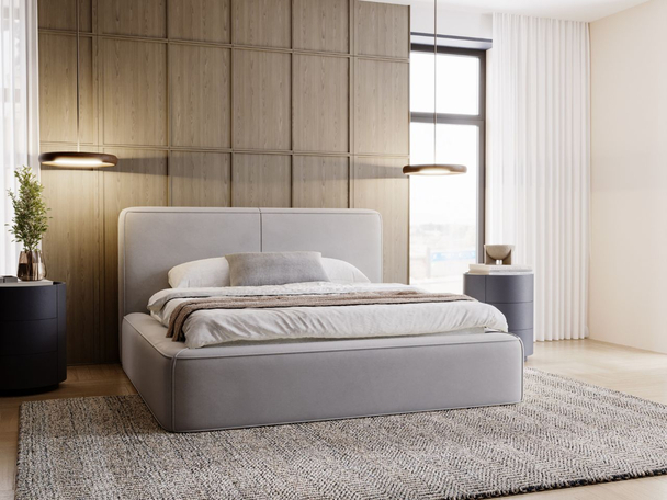 Bed met Opbergruimte en lattenbodem 140x200 Amaro Grijs