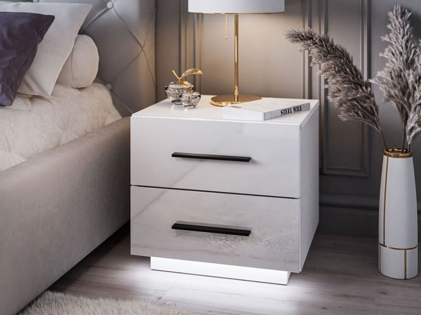 Nachtkastje met lades Nuveo Lux Wit glans