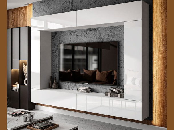 Hangend wandmeubel voor de woonkamer Nodoo Wit glans
