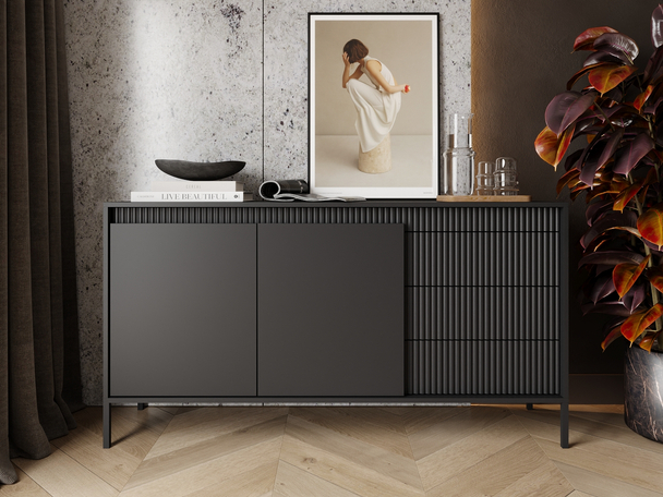 Dressoir met Deuren en Lades 153 cm Sorano Zwart