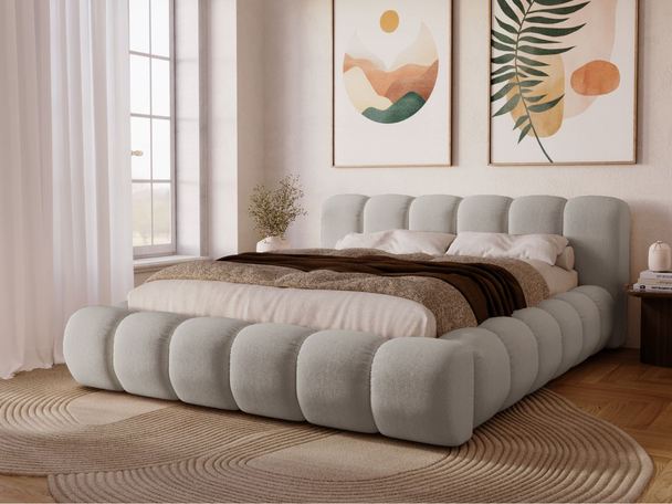 Tweepersoonsbed met Opbergruimte en lattenbodem 160x200 Doria Lichtgrijs