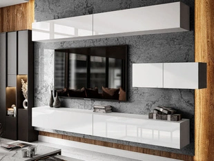 Moderne wandmeubel met ledverlichting voor de woonkamer Nodoo Wit glans