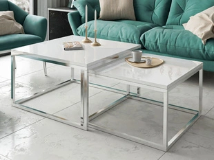 Salontafel op een chromen frame Asumi Wit glans 36x42