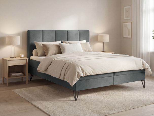 Boxspring met Opbergruimte 120x200 Vendi grijs
