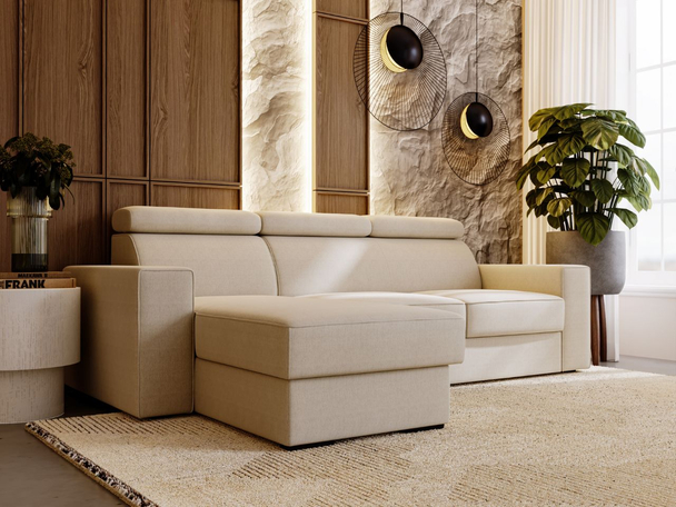 Hoekbank Universele met Slaapfunctie en Opbergruimte Scala Beige