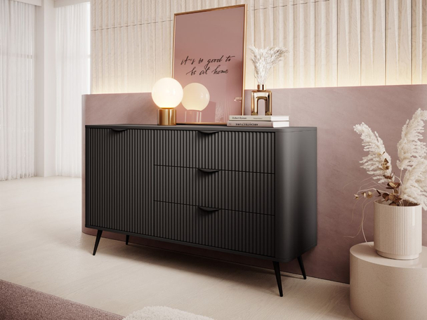 Dressoir met Deuren en Lades 138 cm Latina Zwart