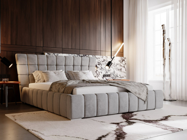 Tweepersoonsbed met Opbergruimte en lattenbodem 120x200 Paris Grijs