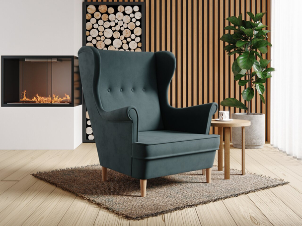 Fauteuil op houten poten Oslo Donkergrijs