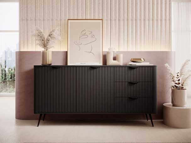 Dressoir met Deuren en Lades 163 cm Latina Zwart