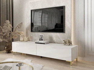 Tv-meubel met deuren op gouden poten Sorelle Wit glans