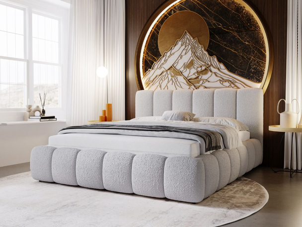 Tweepersoonsbed met Opbergruimte en lattenbodem 120x200 Cloud Lichtgrijs