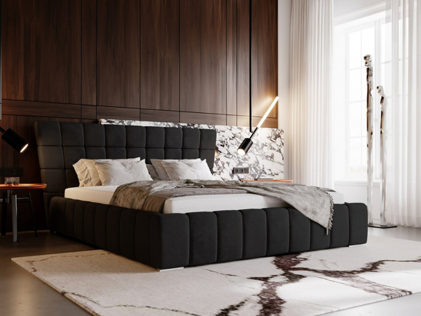 Tweepersoonsbed met Opbergruimte en lattenbodem 120x200 Paris Zwart