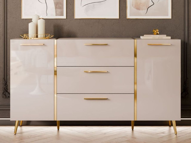 Dressoir met lades, hoge poten en handgrepen Lunelie Kashmir glans