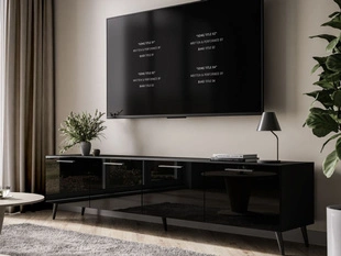 TV-meubel met deuren 200 cm Noaé Zwart glans