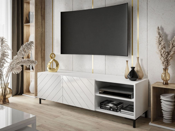 TV-Meubel met deuren Vionel Wit glans