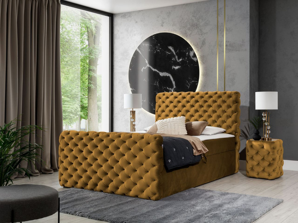 Boxspring met Opbergruimte 180x200 Cleo Lux Geel
