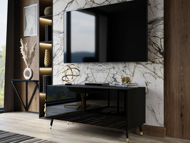 TV-meubel 100 cm met deuren Noaé Zwart glans