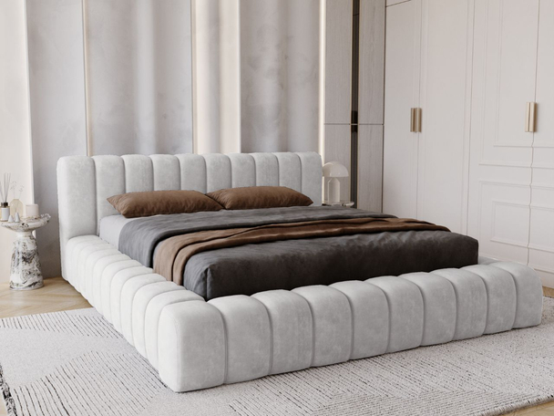 Bed met Opbergruimte en lattenbodem 120x200 Italia Lichtgrijs