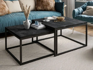 Salontafel op een zwart metalen frame Asumi Zwart 36x42