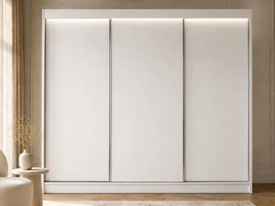 Kledingkast met schuifdeuren 250 cm met LED-verlichting Diano Wit