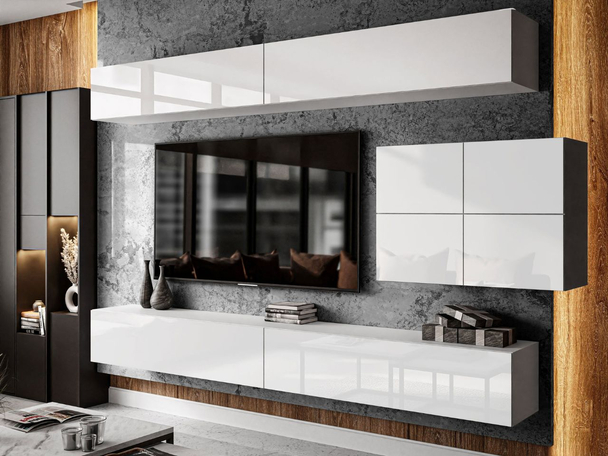 Hangende moderne wandkast voor de woonkamer Nodoo Wit glans