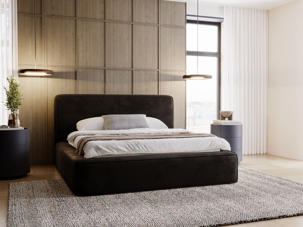 Bed met Opbergruimte en lattenbodem 160x200 Amaro Zwart
