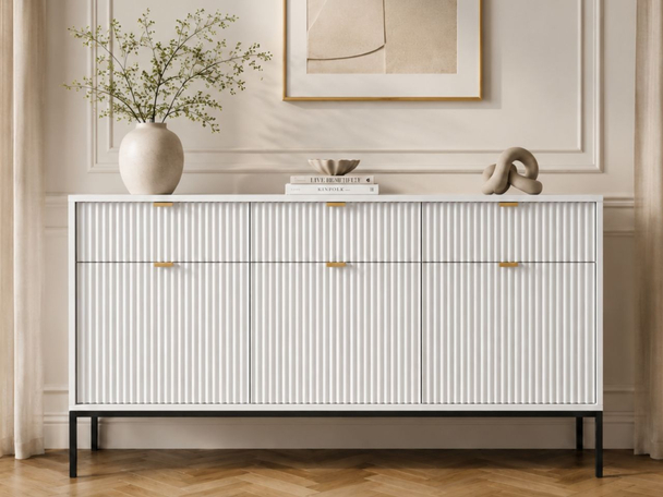 Dressoir met deuren en lades 154 cm Amber Wit