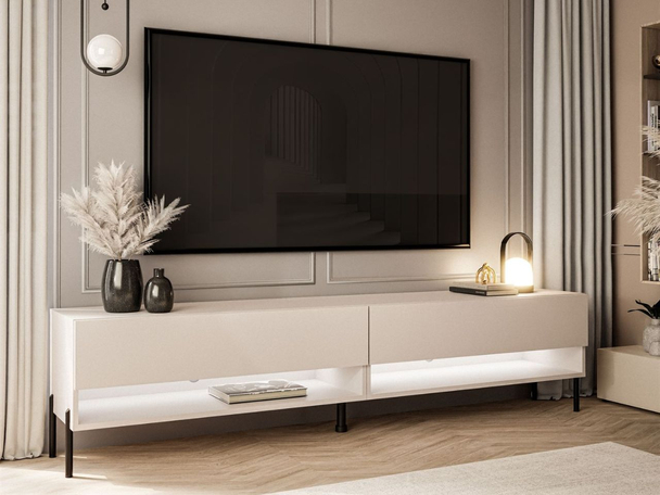 Tv-meubel 180 cm voor de woonkamer op metalen poten Aurelie Kashmir mat