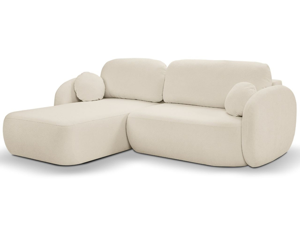 Hoekbank Links met Slaapfunctie en Opbergruimte Oreo Beige