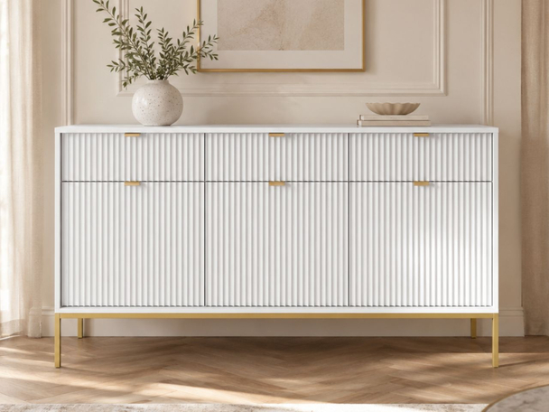 Dressoir met deuren en lades 154 cm Amber Wit